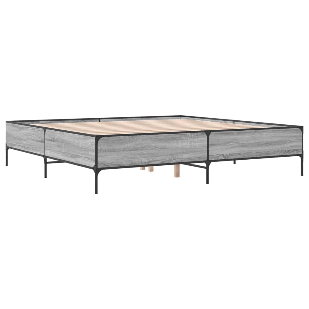 vidaXL Bed Frame without Mattress Grey Sonoma 180x200 cm Super King