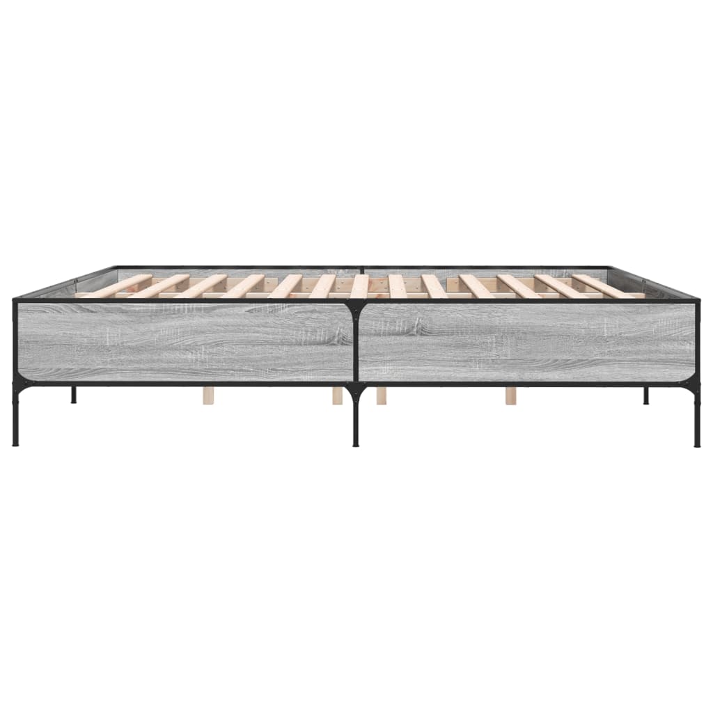 vidaXL Bed Frame without Mattress Grey Sonoma 180x200 cm Super King