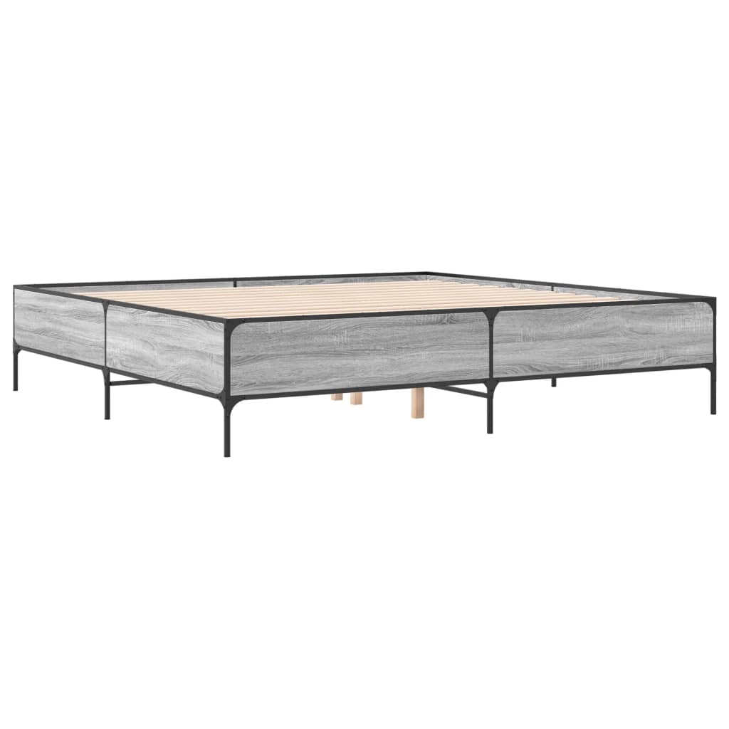 vidaXL Bed Frame without Mattress Grey Sonoma 180x200 cm Super King