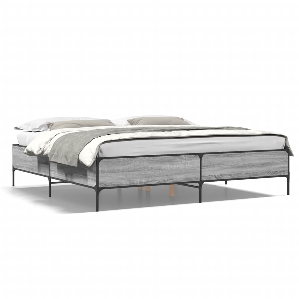 vidaXL Bed Frame without Mattress Grey Sonoma 180x200 cm Super King