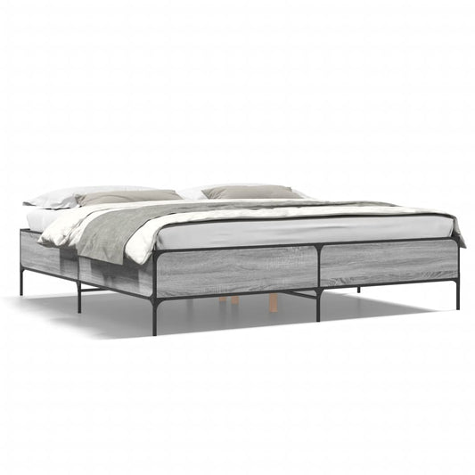 vidaXL Bed Frame without Mattress Grey Sonoma 180x200 cm Super King