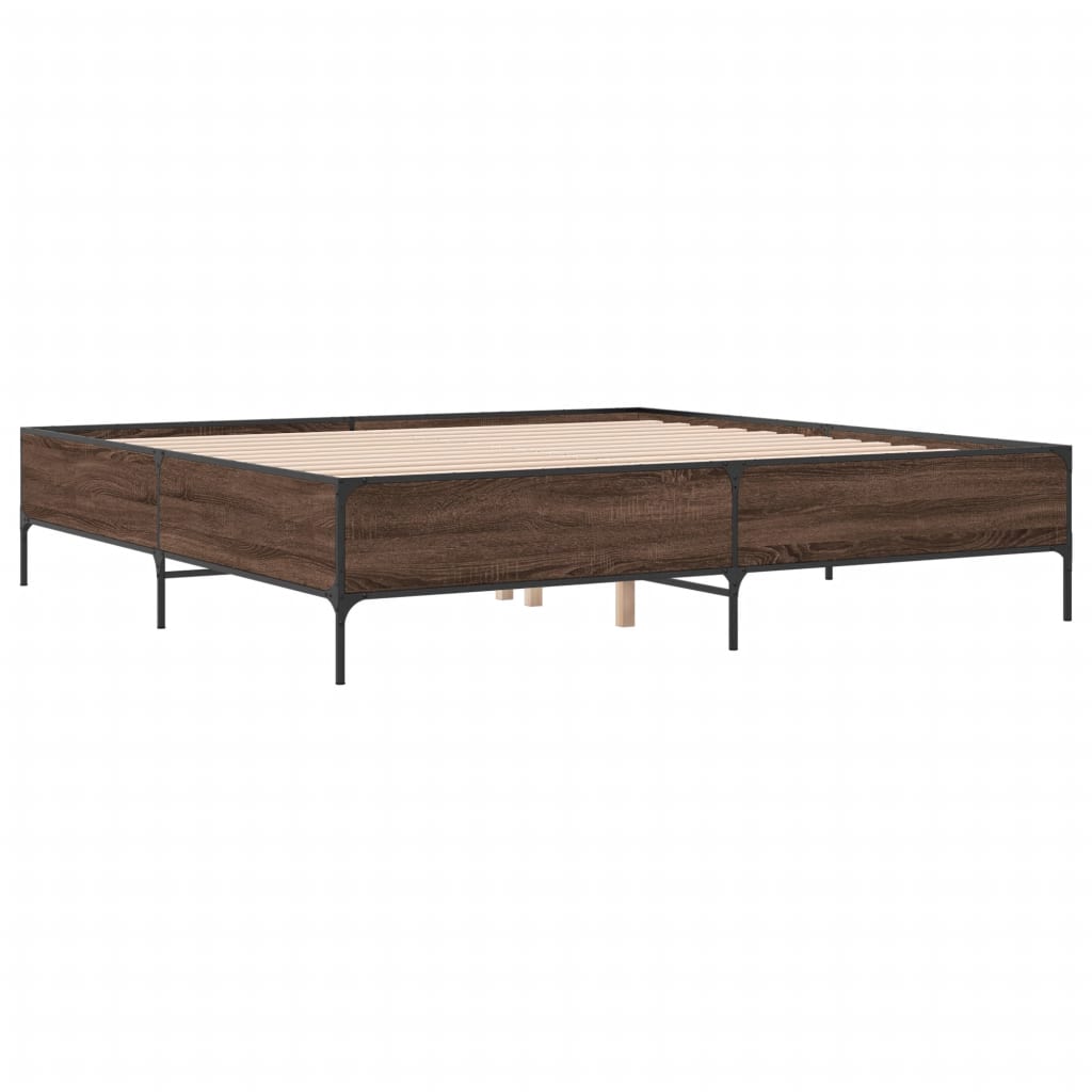 vidaXL Bed Frame without Mattress Brown Oak 180x200 cm Super King