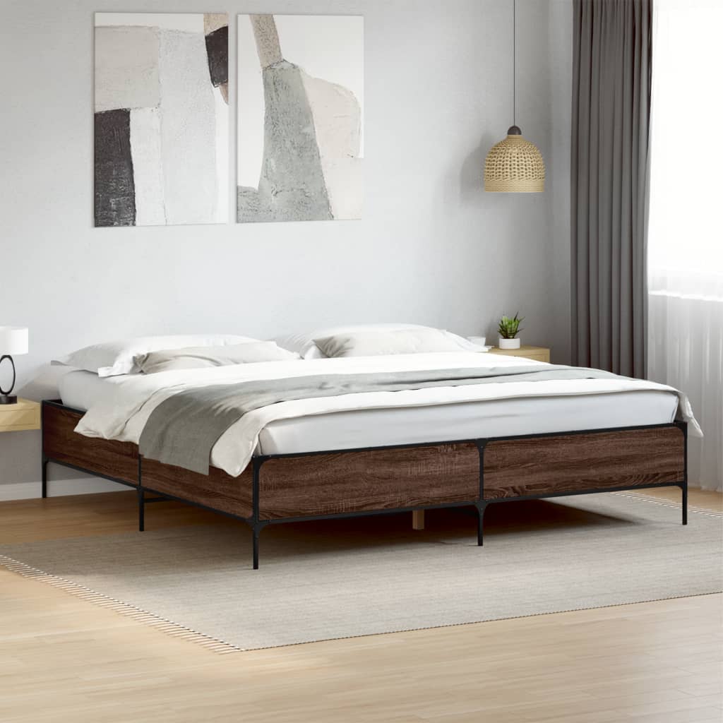 vidaXL Bed Frame without Mattress Brown Oak 180x200 cm Super King