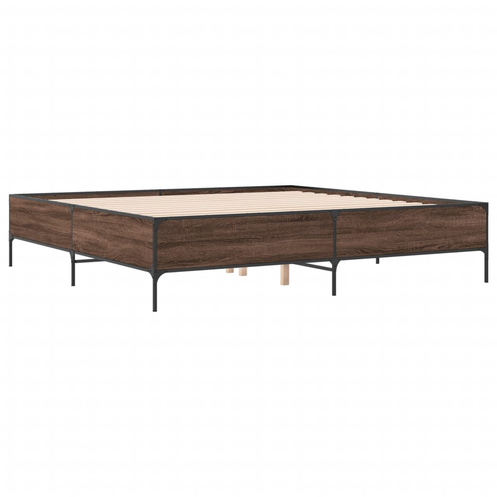 vidaXL Bed Frame without Mattress Brown Oak 180x200 cm Super King