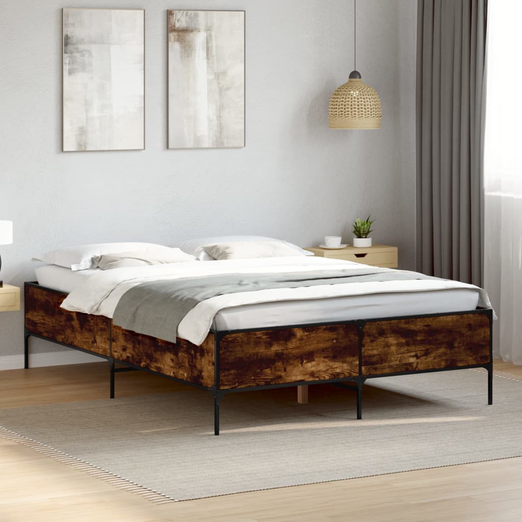 vidaXL Bed Frame without Mattress Smoked Oak 160x200 cm