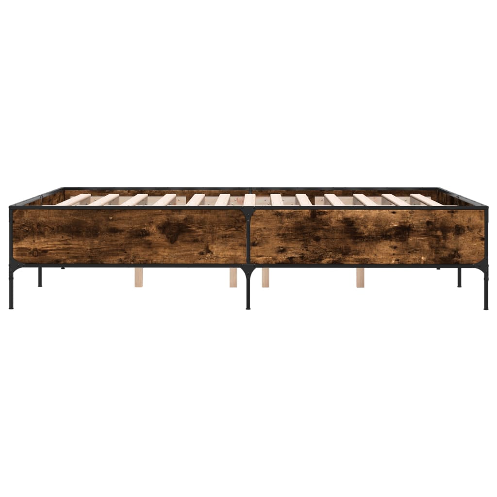 vidaXL Bed Frame without Mattress Smoked Oak 160x200 cm