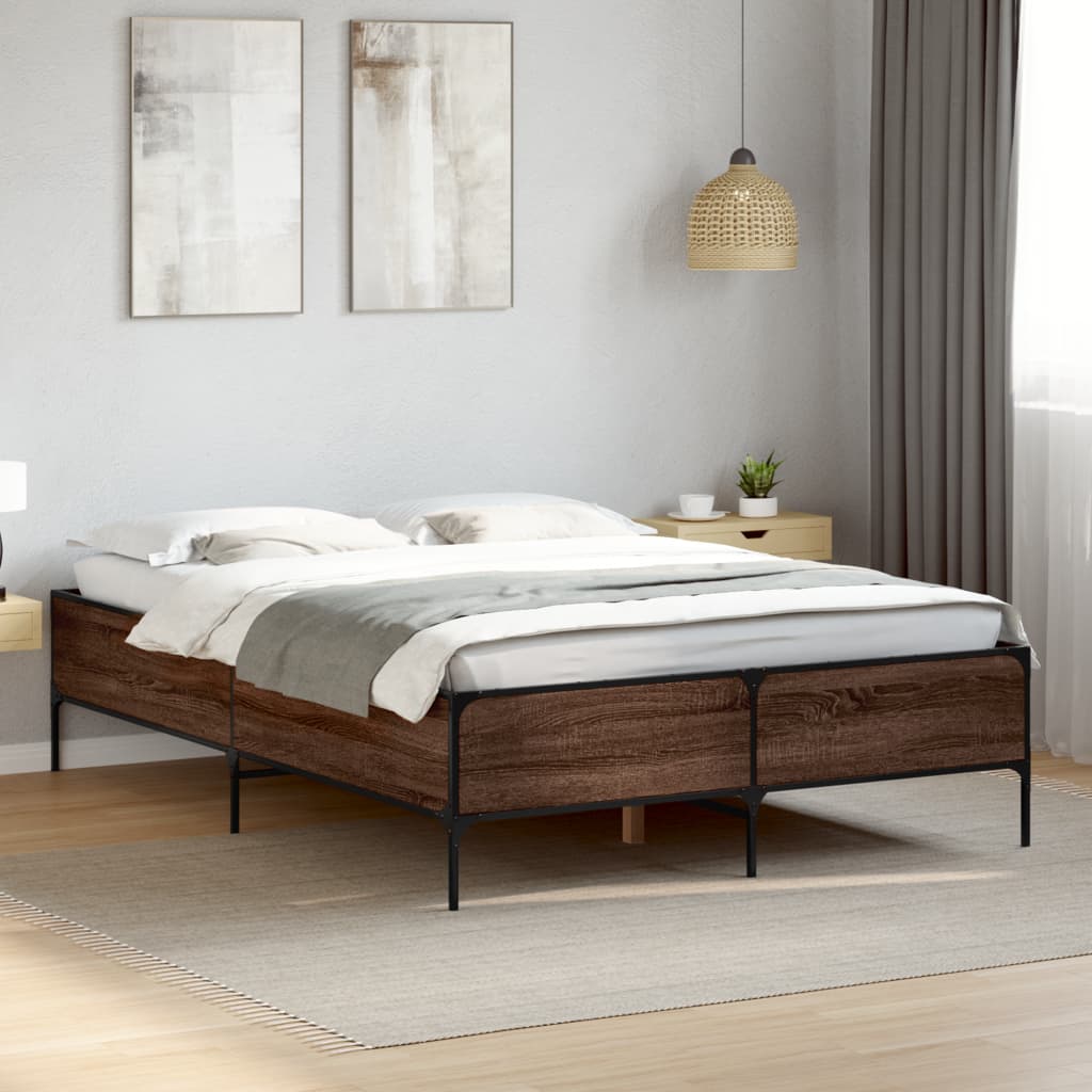 vidaXL Bed Frame without Mattress Brown Oak 160x200 cm