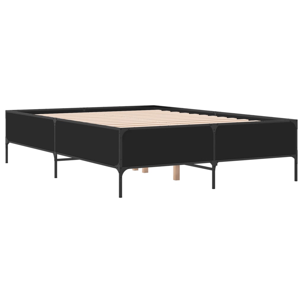 vidaXL Bed Frame without Mattress Black 150x200 cm King Size