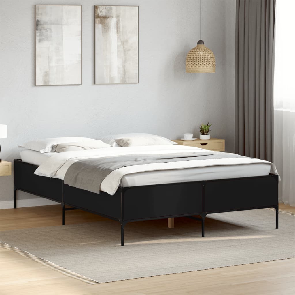 vidaXL Bed Frame without Mattress Black 150x200 cm King Size