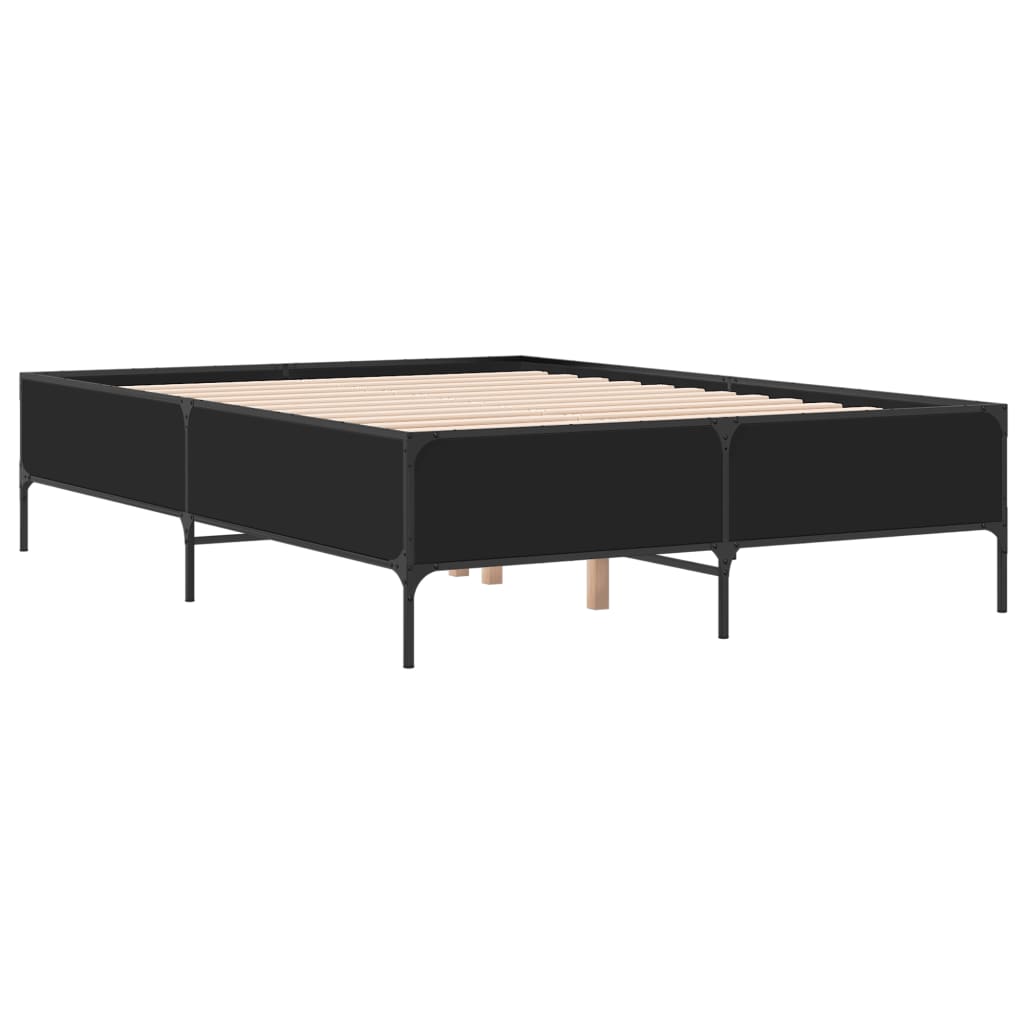 vidaXL Bed Frame without Mattress Black 150x200 cm King Size