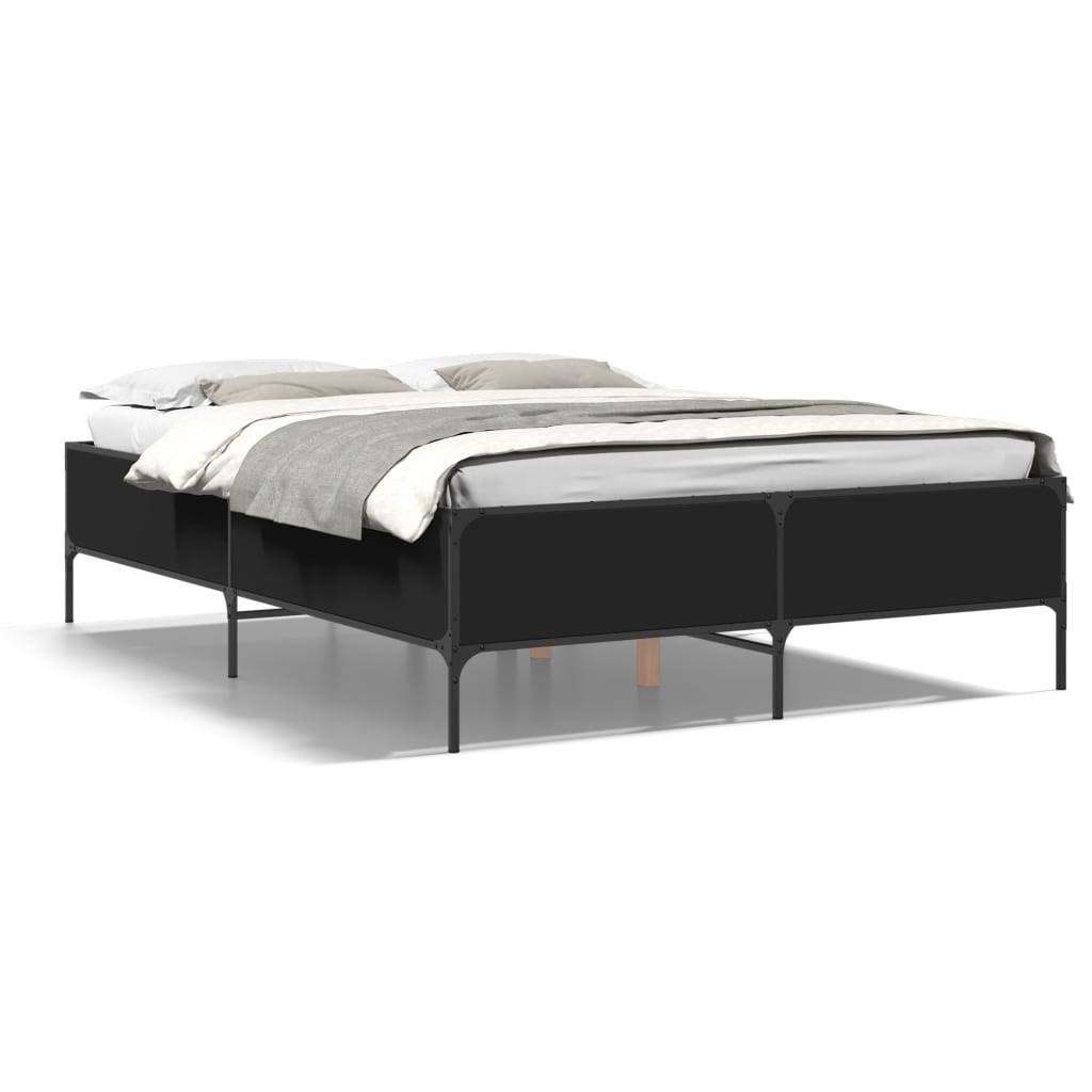 vidaXL Bed Frame without Mattress Black 150x200 cm King Size