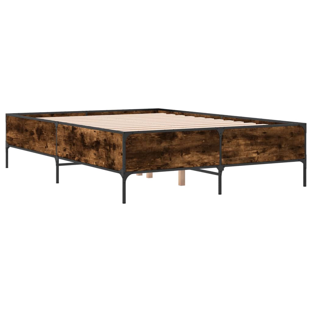 vidaXL Bed Frame without Mattress Smoked Oak 150x200 cm King Size