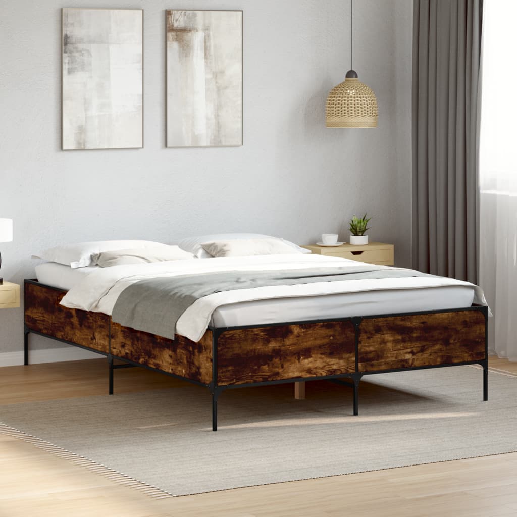 vidaXL Bed Frame without Mattress Smoked Oak 150x200 cm King Size