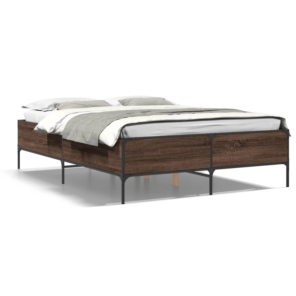 vidaXL Bed Frame without Mattress Brown Oak 150x200 cm King Size