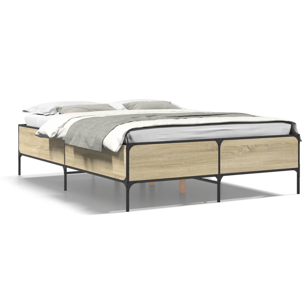 vidaXL Bed Frame without Mattress Sonoma Oak 140x200 cm