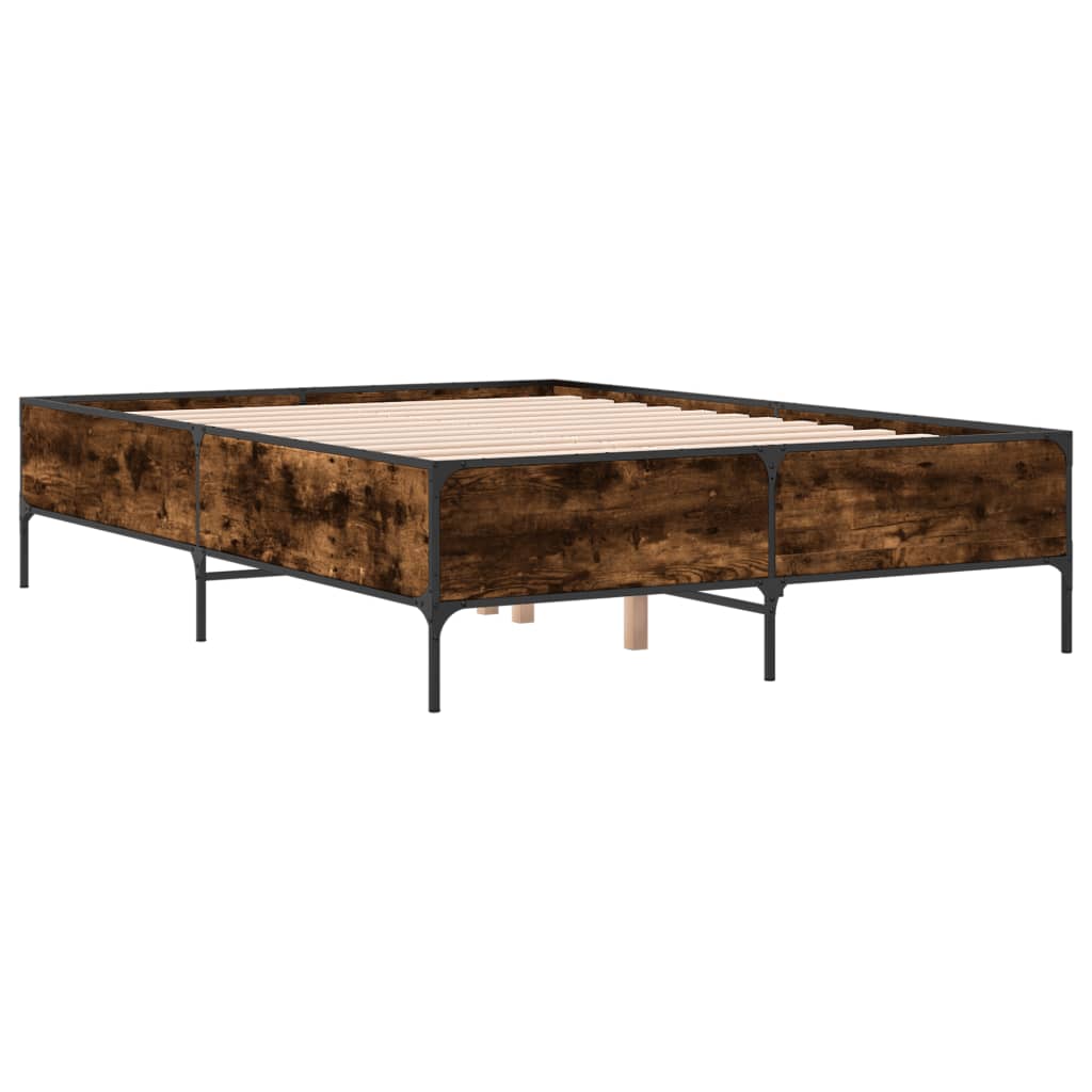 vidaXL Bed Frame without Mattress Smoked Oak 140x200 cm