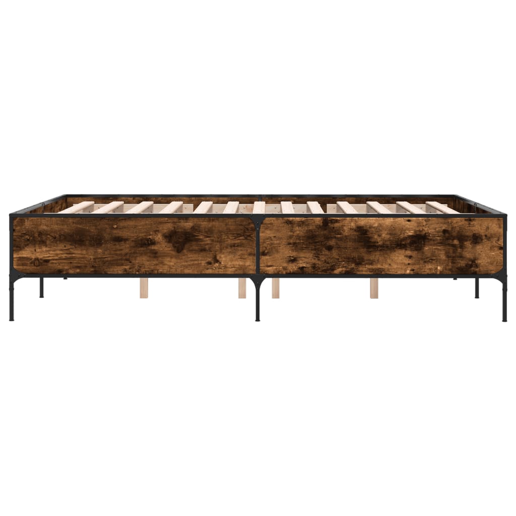 vidaXL Bed Frame without Mattress Smoked Oak 140x200 cm