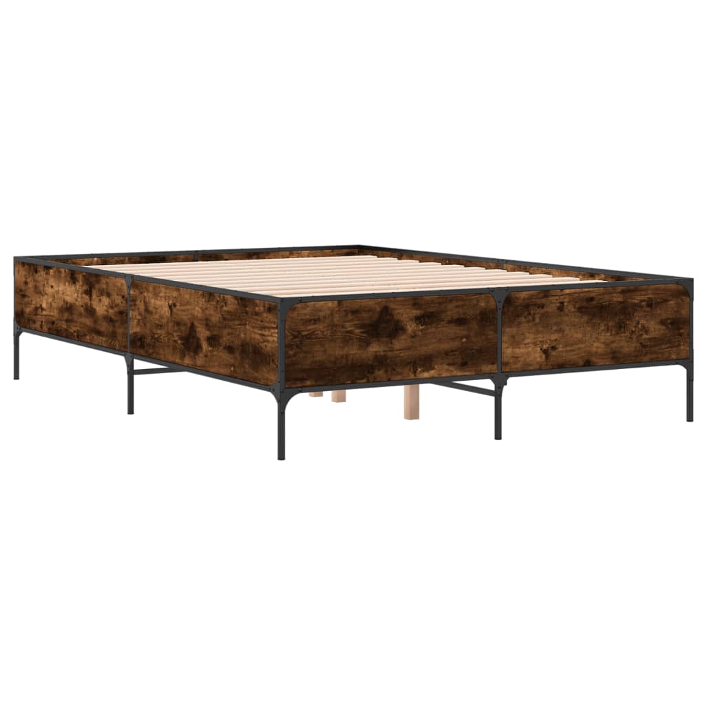 vidaXL Bed Frame without Mattress Smoked Oak 140x200 cm