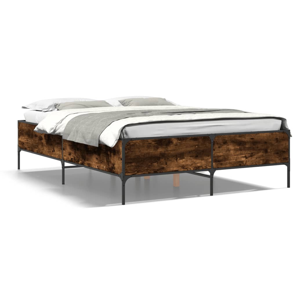 vidaXL Bed Frame without Mattress Smoked Oak 140x200 cm