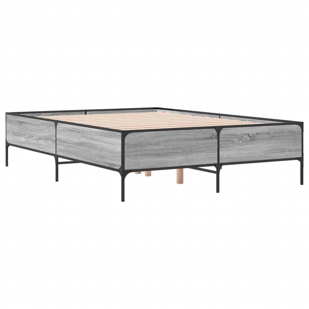 vidaXL Bed Frame without Mattress Grey Sonoma 140x200 cm