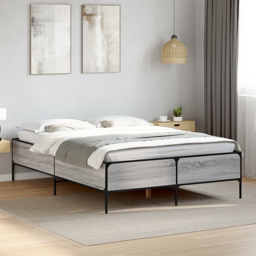 vidaXL Bed Frame without Mattress Grey Sonoma 140x200 cm