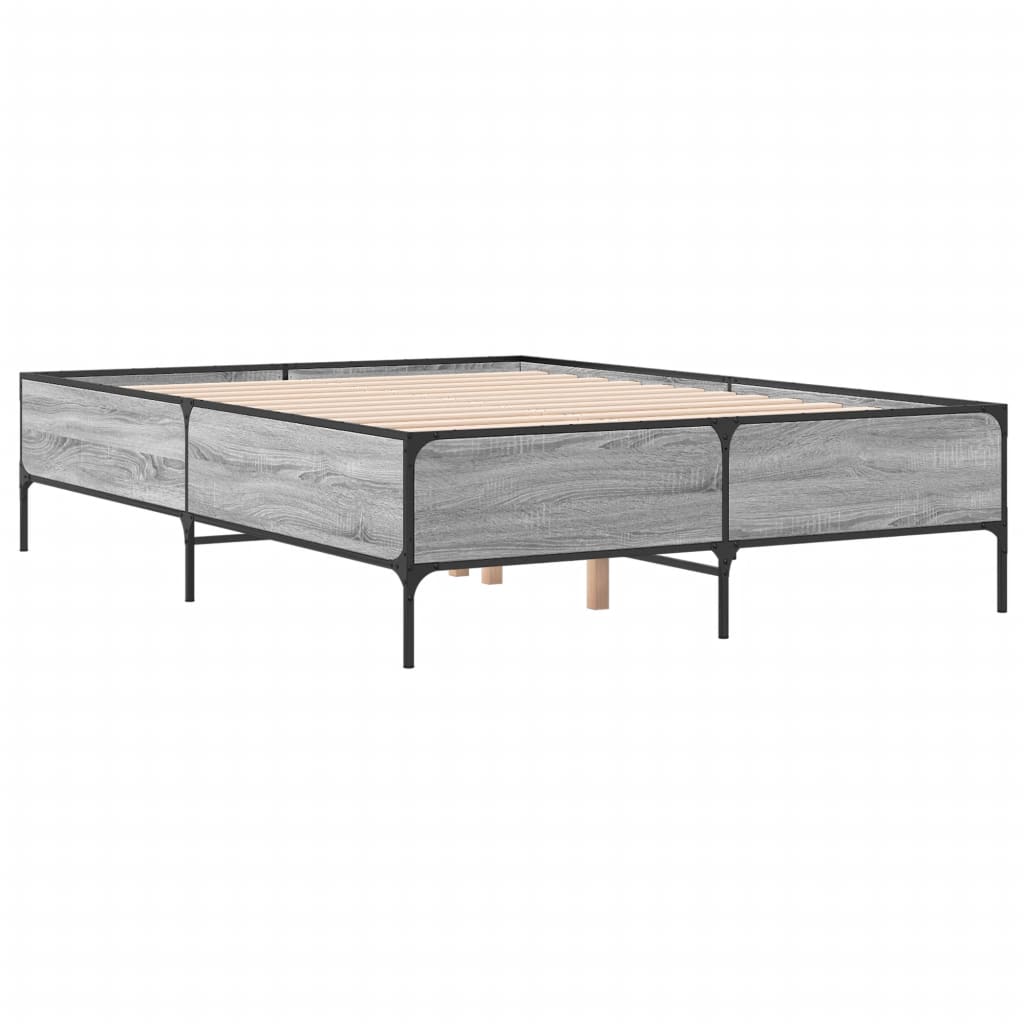 vidaXL Bed Frame without Mattress Grey Sonoma 140x200 cm