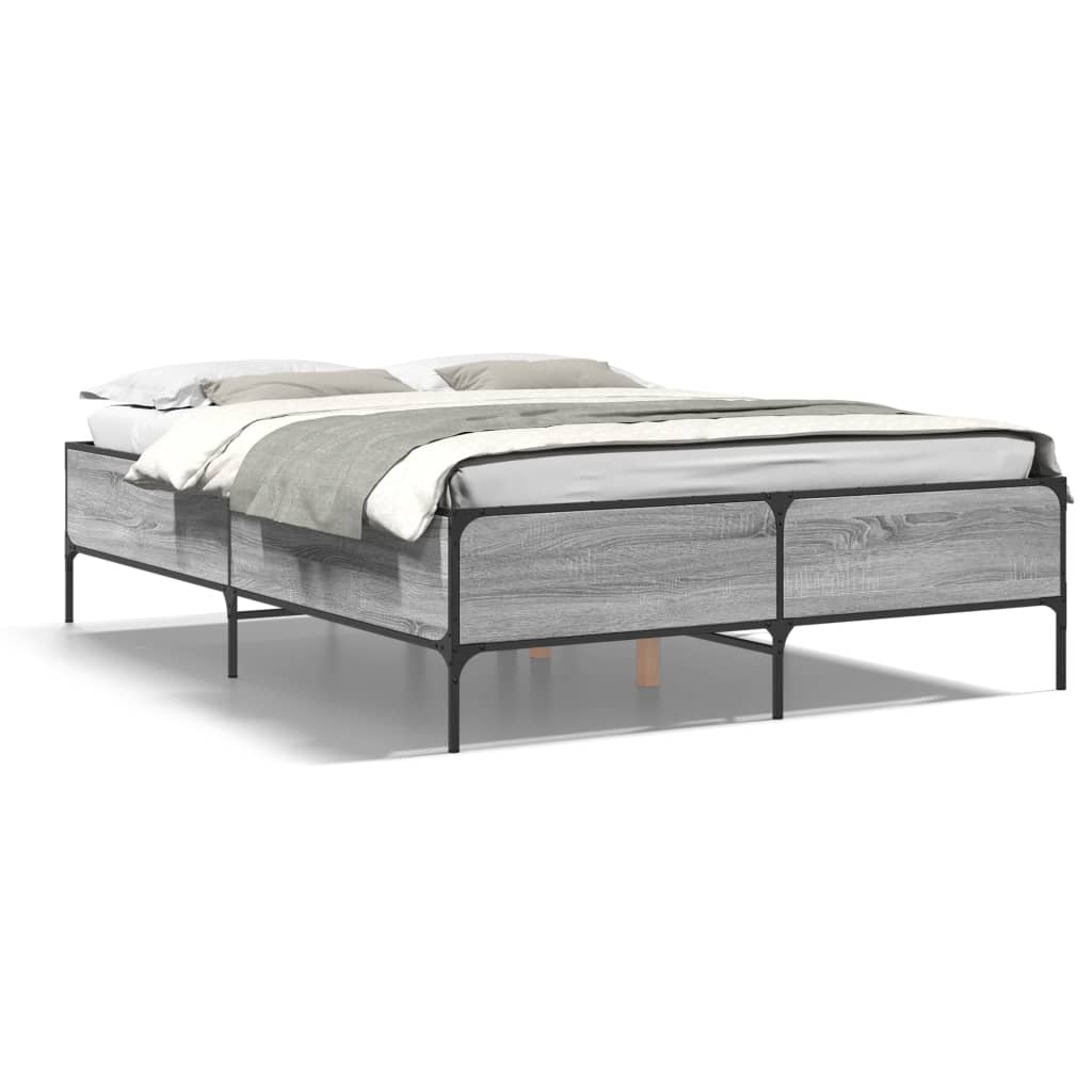 vidaXL Bed Frame without Mattress Grey Sonoma 140x200 cm