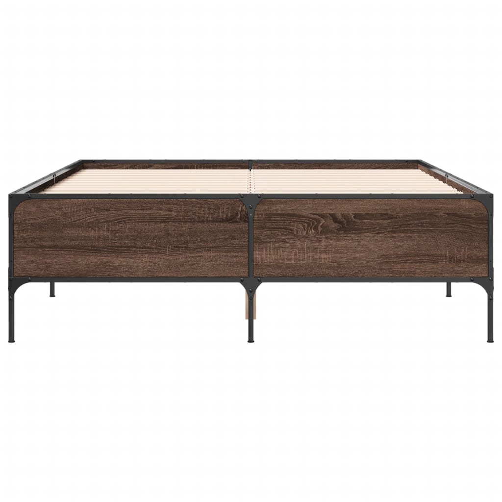 vidaXL Bed Frame without Mattress Brown Oak 140x200 cm