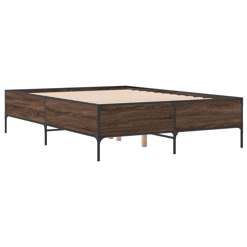 vidaXL Bed Frame without Mattress Brown Oak 140x200 cm