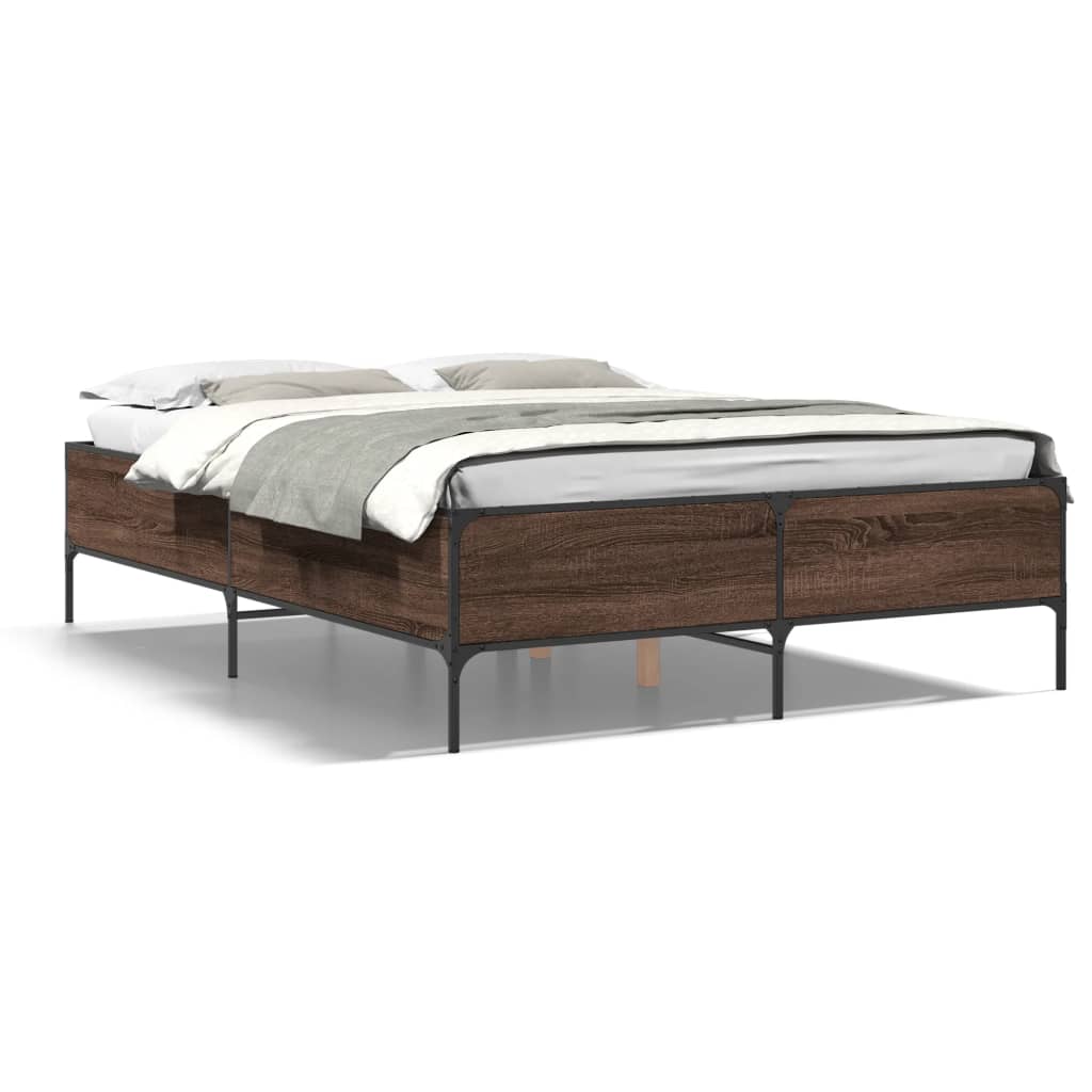 vidaXL Bed Frame without Mattress Brown Oak 140x200 cm