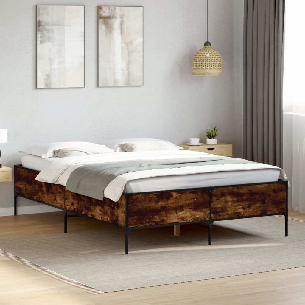 vidaXL Bed Frame without Mattress Smoked Oak 120x200 cm