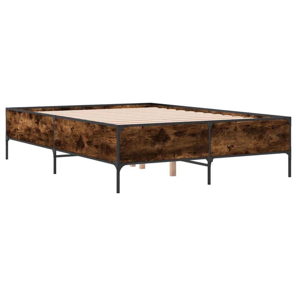 vidaXL Bed Frame without Mattress Smoked Oak 120x200 cm