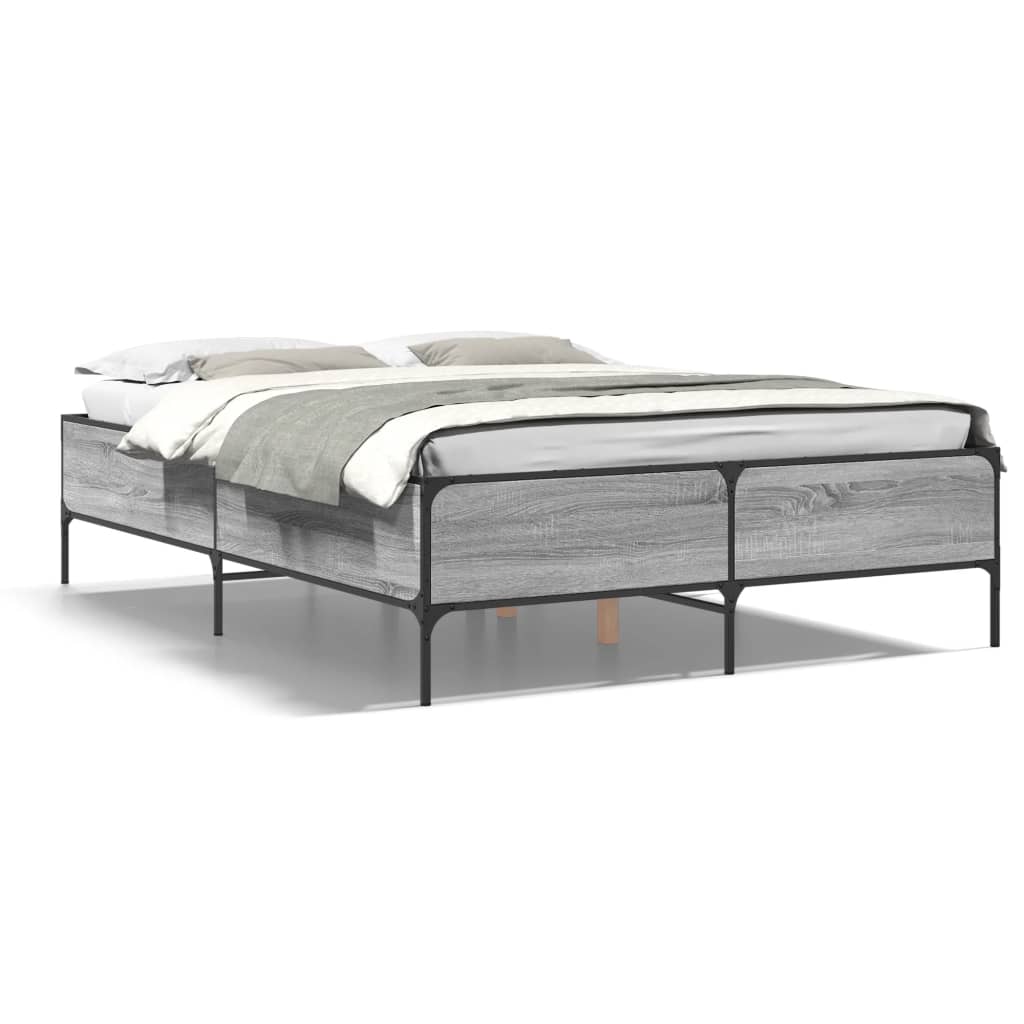 vidaXL Bed Frame without Mattress Grey Sonoma 140x190 cm