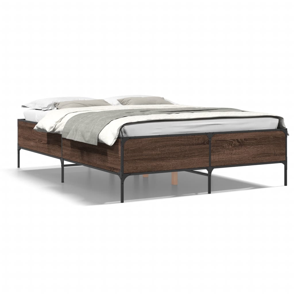 vidaXL Bed Frame without Mattress Brown Oak 140x190 cm