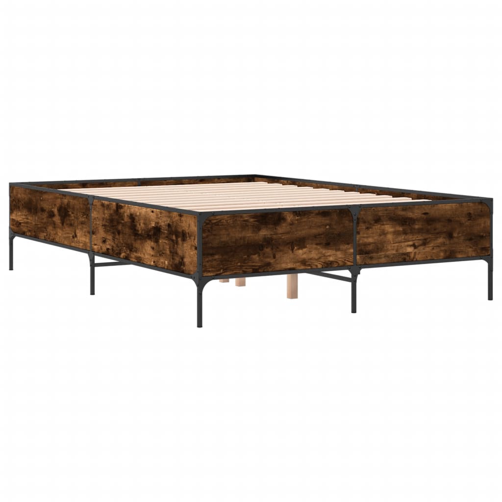 vidaXL Bed Frame without Mattress Smoked Oak 120x190 cm Small Double