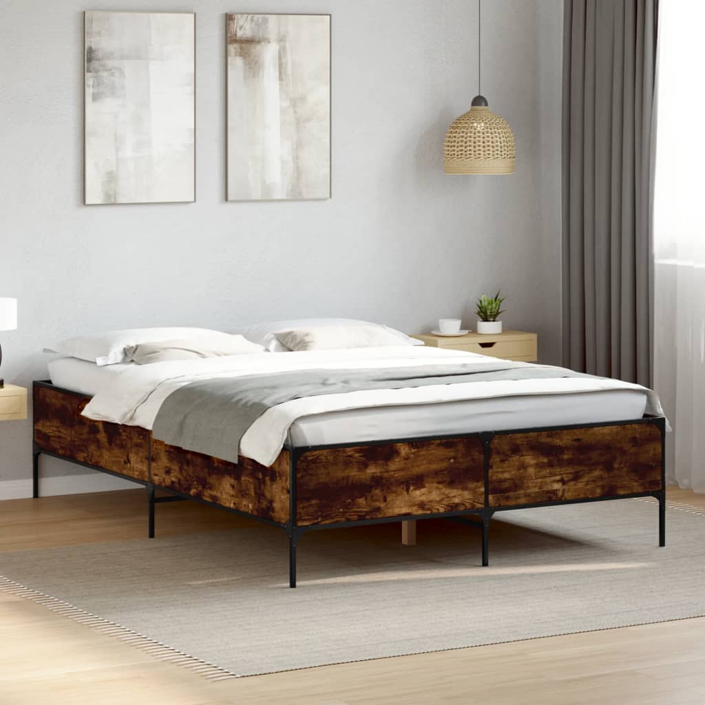 vidaXL Bed Frame without Mattress Smoked Oak 120x190 cm Small Double