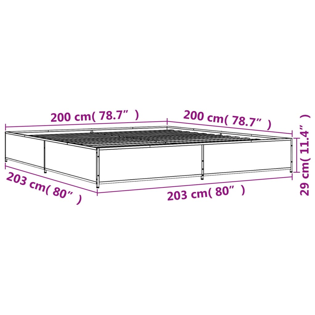 vidaXL Bed Frame without Mattress Black 200x200 cm