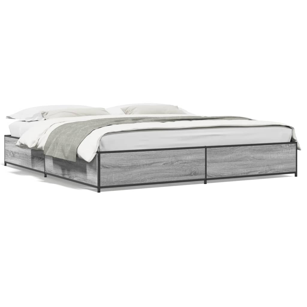 vidaXL Bed Frame without Mattress Grey Sonoma 200x200 cm