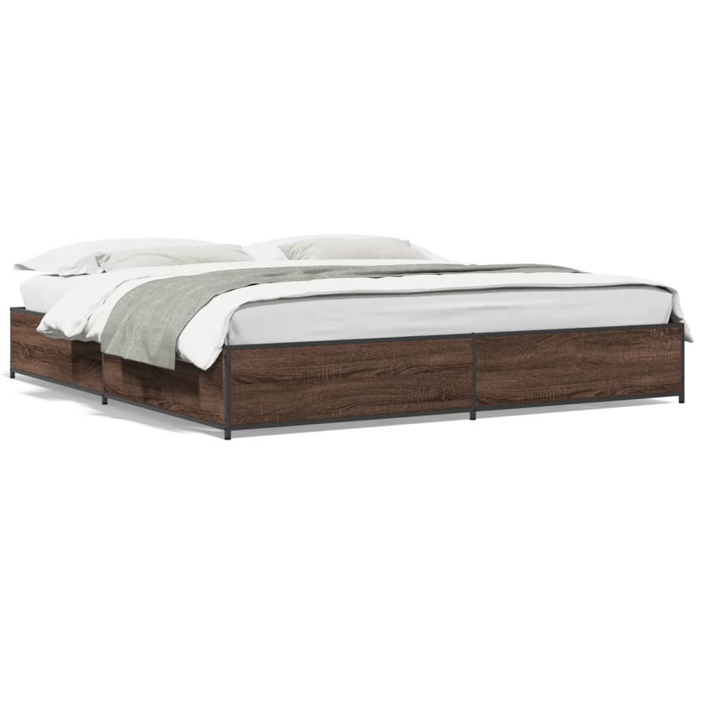 vidaXL Bed Frame without Mattress Brown Oak 200x200 cm