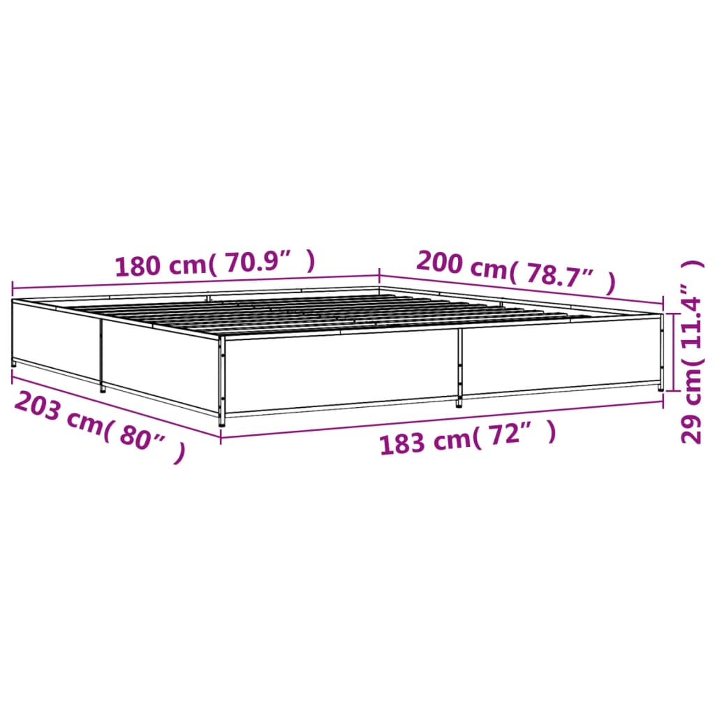 vidaXL Bed Frame without Mattress Sonoma Oak 180x200 cm Super King