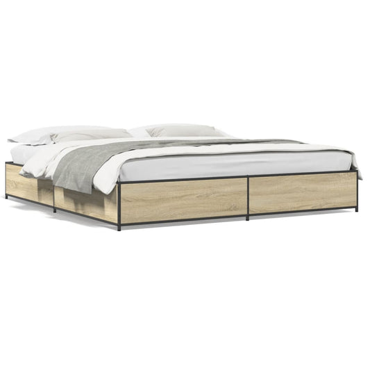 vidaXL Bed Frame without Mattress Sonoma Oak 180x200 cm Super King