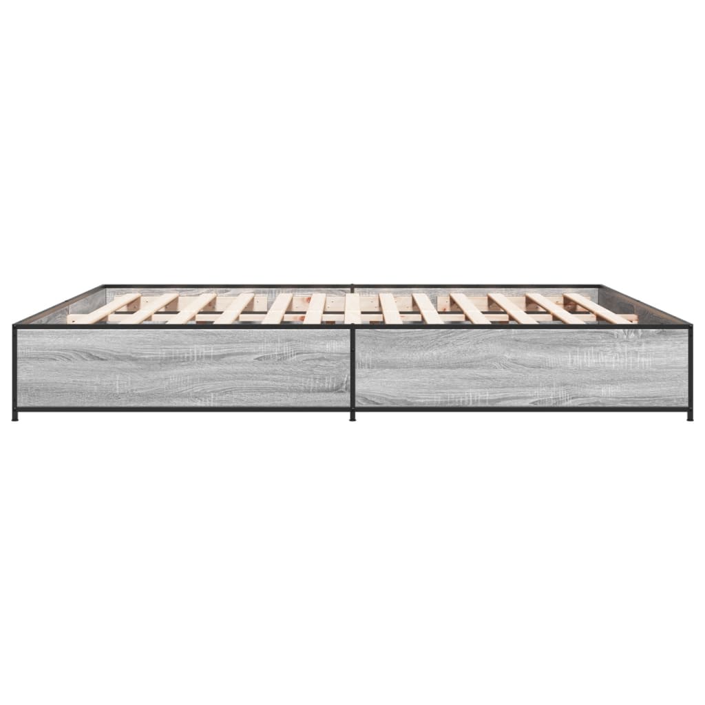 vidaXL Bed Frame without Mattress Grey Sonoma 180x200 cm Super King