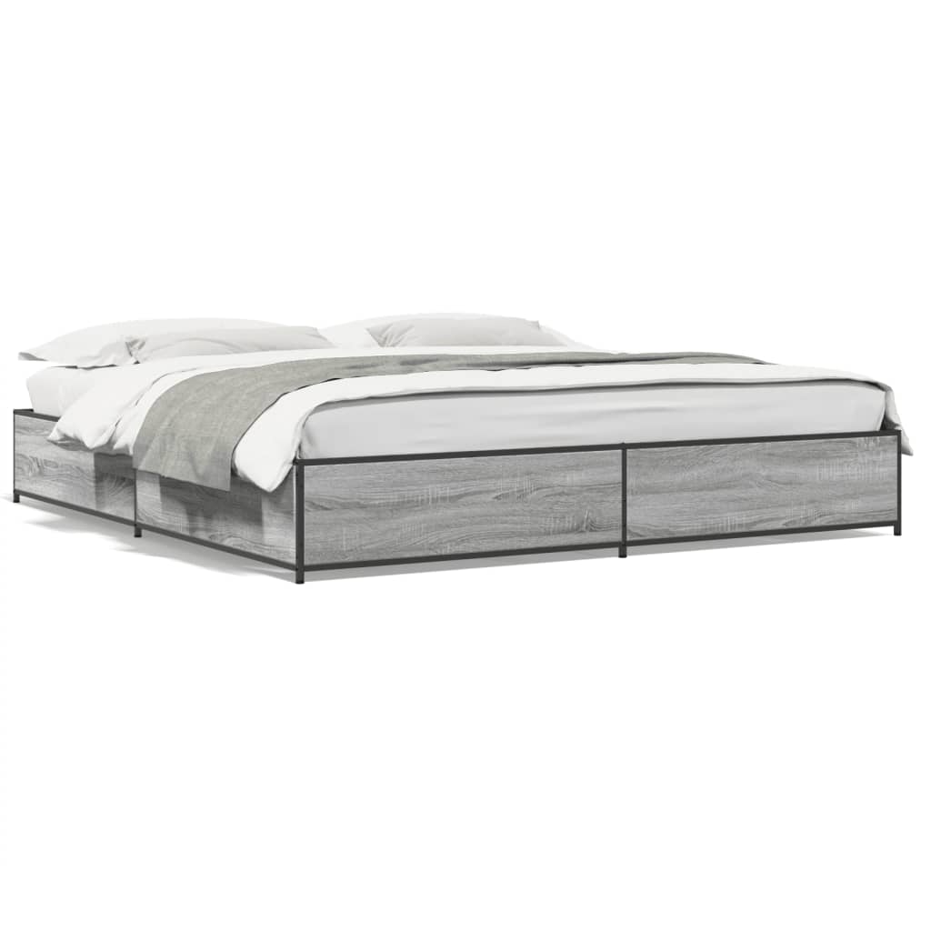 vidaXL Bed Frame without Mattress Grey Sonoma 180x200 cm Super King