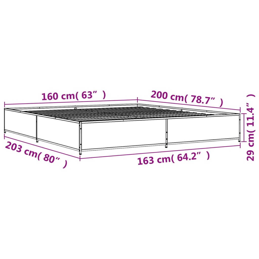 vidaXL Bed Frame without Mattress Black 160x200 cm