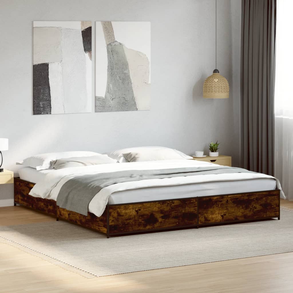 vidaXL Bed Frame without Mattress Smoked Oak 160x200 cm