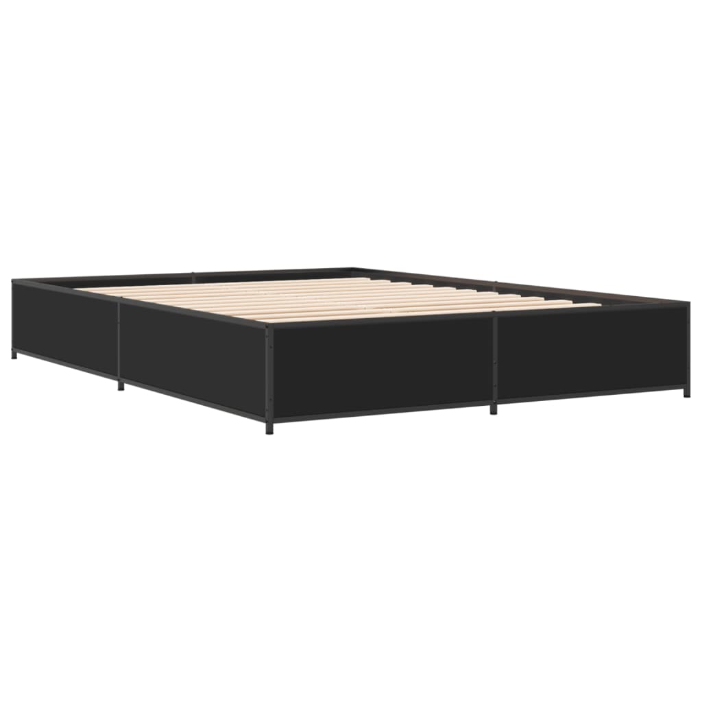 vidaXL Bed Frame without Mattress Black 150x200 cm King Size