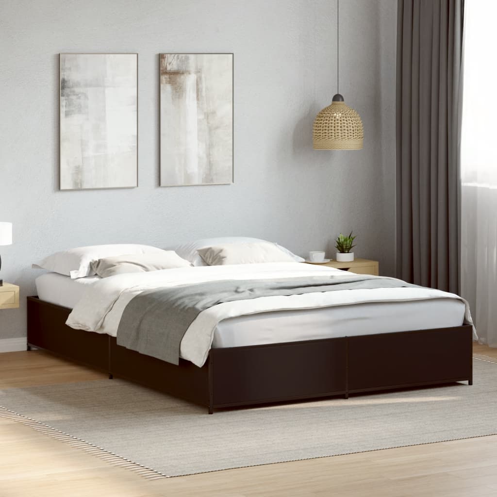 vidaXL Bed Frame without Mattress Black 150x200 cm King Size