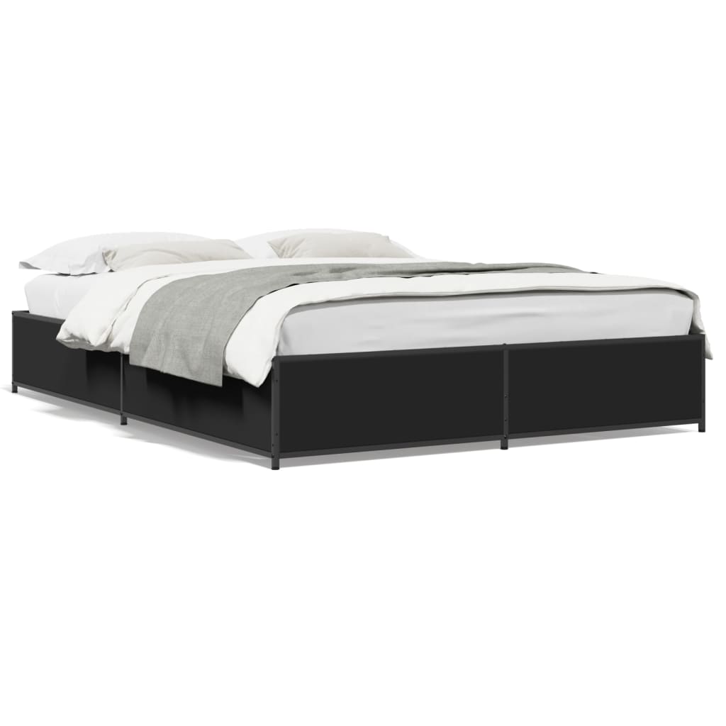 vidaXL Bed Frame without Mattress Black 150x200 cm King Size