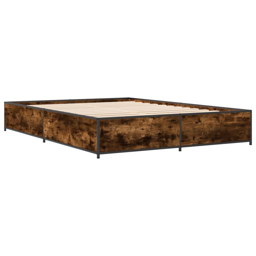 vidaXL Bed Frame without Mattress Smoked Oak 150x200 cm King Size