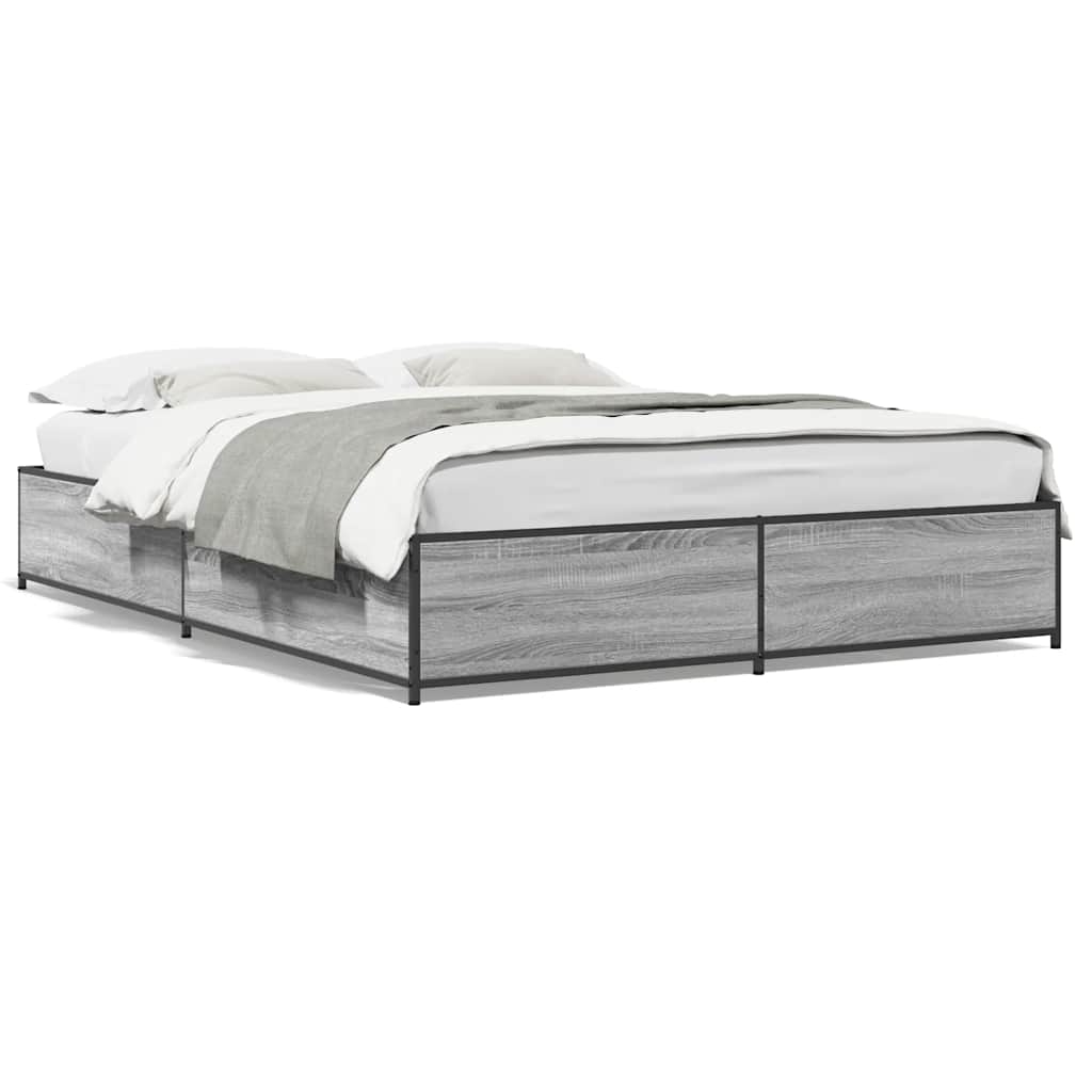 Bed Frame without Mattress Grey Sonoma 150x200 cm King Size